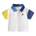 thumbnail image 1 of TAIAOJING Boy Eye-Catching Cartoon Dinosaurs Printed Patchwork Short Sleeve Turndown Collar Medium And Large Child Polo Tshirts Button Up Top Kids Durable Playsuit Sunsuit Clothes, 1 of 8