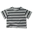 thumbnail image 1 of TAIAOJING Boy Eye-Catching Vintage Stripe Printed Short Sleeve O-Neck Tshirts Stylish Top Kids Durable Playsuit Sunsuit Clothes, 1 of 4