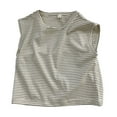 thumbnail image 1 of TAIAOJING Boy Girl Versatile T-Shirts Stripe Printed Sleeveless O-Neck Loose Tshirts Summer Vest Top Relaxed Fit Lightweight Daily Wear, 1 of 5