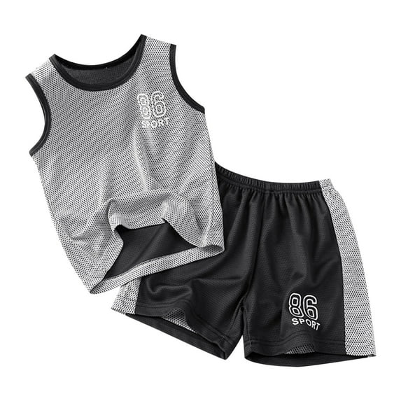 TAIAOJING Boy's Short Sleeve Suit Summer Boys Sports Suit Girls Basketball T Shirt + Shorts Football Suit 2 Sets For 4-5 Years