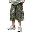 thumbnail image 1 of TAIAOJING Boys Casual Shorts Retro Leopard Print Denim Pants For Kids Comfortable Breathable Summer Outfits Sets Playwear For Toddlers To Teens Breathable 7-8Y, 1 of 7