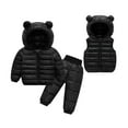 thumbnail image 1 of TAIAOJING Boys Girls 2 Piece Outfits Toddler Winter Long Sleeve Bear Ear Solid Color Warm Tops Pants Vest 3Pcs Clothes Set Outfit 18-24 Months, 1 of 3