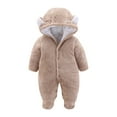 thumbnail image 1 of TAIAOJING Boys Girls Cute Rompers Kids Baby Solid Cartoon Ear Velvet Hooded Jumpsuit Romper Clothes Causal Clothes Set 6-9 Months, 1 of 1