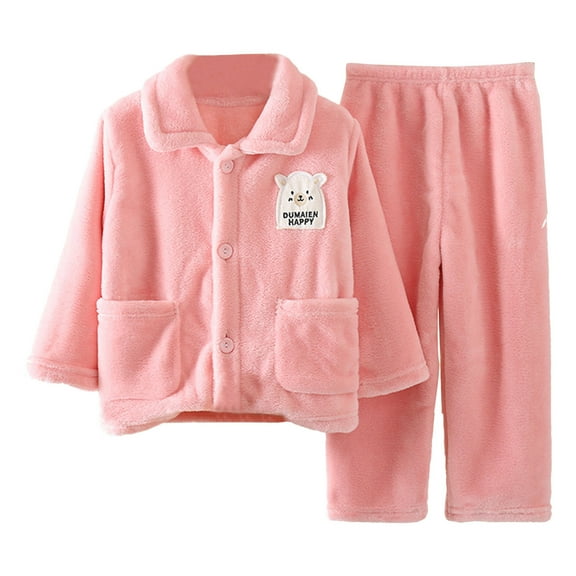 TAIAOJING Boys Girls Fuzzy Pants Set Outfits Sleepwear Sets For Teens Kids Soft Set Loose Warm Flannel Winter Sleepwear 3-4 Years