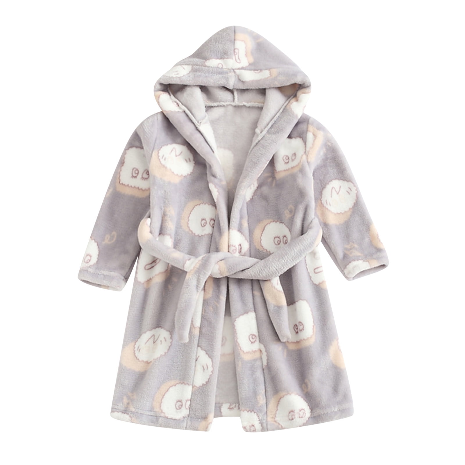 TAIAOJING Boys Girls Robe Toddler Baby Cartoon Bathrobes Flannel Night ...