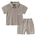 thumbnail image 1 of TAIAOJING Boys Outfits Sets Casual Summer Shirt And Shorts Outfits Sets For Toddler Kids Fashion Gentleman Style Tops And Bottom Two Piece Outfits Sets For Beach School Party Spring Season Cozy 6-7Y, 1 of 5