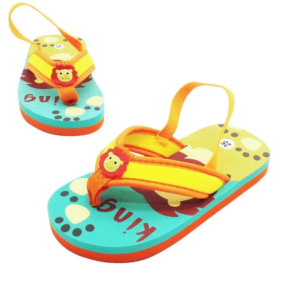 TAIAOJING Boys Sandals For Toddlers Kids Summer Beach Slides Comfortable Casual Outdoor Printed Flip Flops Elastic Strap Lightweight Breathable Trendy 3-4Y