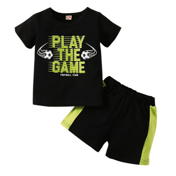TAIAOJING Boys' Shorts Set Outfits Baby Boy Clothes Outfits Cotton Letter Print Tops Casual 2PC Set For 9-18 Months
