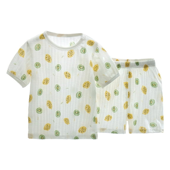 TAIAOJING Boys' Shorts Set Outfits Toddler Boys Girls Short Sleeve Clothing Kids Cartoon Prints Tops Shorts Outfits For 3-4 Years