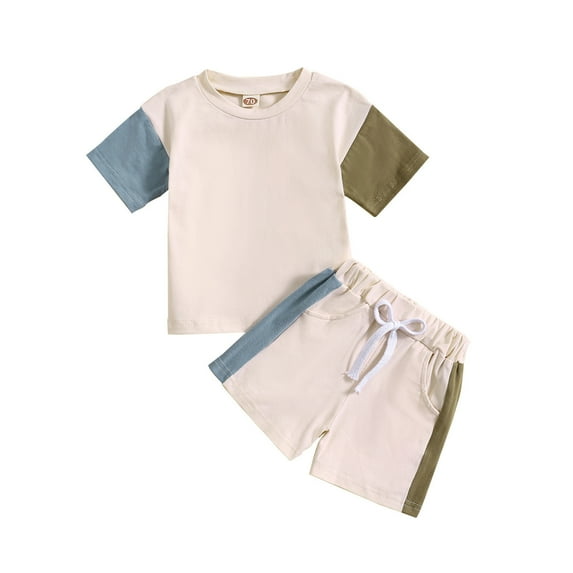 TAIAOJING Boys' Shorts Set Outfits Toddler Boys Short Sleeve Prints T Shirt Tops Shorts Child Kids 2PC Set Outfits Clothes For 18-24 Months