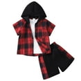 thumbnail image 1 of TAIAOJING Boys' Shorts Set Outfits Toddler Boys Short Sleeve Stripe Prints Coat Tops And Shorts Child Kids 2PCS Set&Outfits For 4-5 Years, 1 of 8