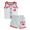 thumbnail image 1 of TAIAOJING Boys Shorts Sets 2 Pieces Outfits Baby New Striped Letter Baseball Clothes Sleeveless T Shirt Two Toddler Girl Outfit 2-3 Years, 1 of 8
