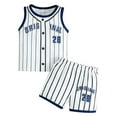 thumbnail image 1 of TAIAOJING Boys Shorts Sets 2 Pieces Outfits Baby New Striped Letter Baseball Clothes Sleeveless T Shirt Two Toddler Girl Outfit 2-3 Years, 1 of 8