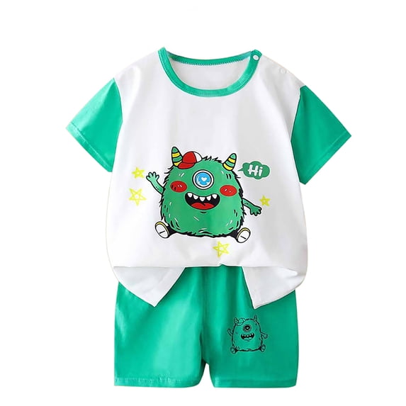 TAIAOJING Boys Summer Outfits Sets 2PCS Sets Short Sleeve T-Shirt And Shorts Casual Playwear For Toddlers Ages 0-6 Years Comfortable Breathable Daily Wear For School Outdoor Activities Leisure 18-24M