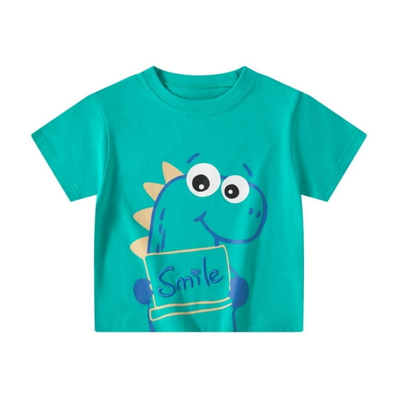 TAIAOJING Boys Summer Short Sleeve T-Shirt Dinosaur Print Casual Tops For Toddler Kids Comfortable Breathable Tee For Outdoor Activities And Daily Wear Lovely 12-18M
