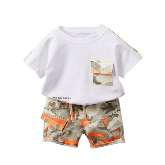 TAIAOJING Camouflage Casual Short Sleeves Outfit Sets (Boy's)