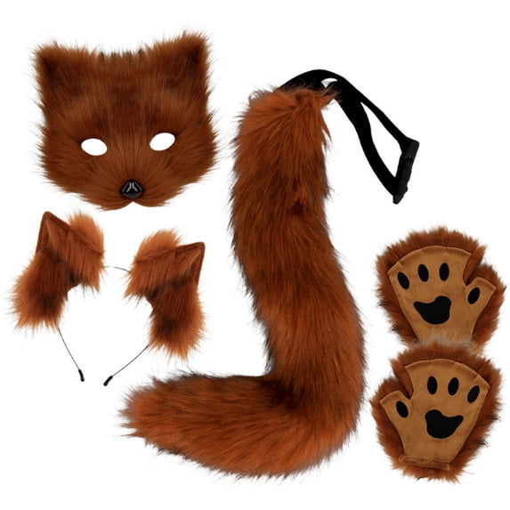 TAIAOJING Cat Set Realistic Ears Headband Tail Accessory For Hallowmas Themed Party Costume