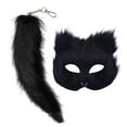 thumbnail image 1 of TAIAOJING Halloween Cat Therian Mask and Tail Set Animal Mask Furry Mask, Cat Half Mask for Masquerade, 1 of 9