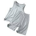 thumbnail image 1 of TAIAOJING Children's Striped Tank Shorts Two Piece Summer Boys Loose Sleeveless Pajamas Thin Girls Air Conditioned Loungewear, 3-4 Years, 1 of 3