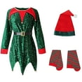 thumbnail image 1 of TAIAOJING Christmas Outfit 3Pcs Kids Boys Girls Christmas Set Belt Santa'S Helper Sequin Dress Xmas With Hat Stockings For Christmas Xmas Party Outfits 3-4 Years, 1 of 7
