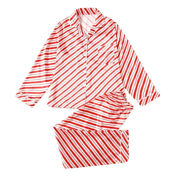 TAIAOJING Christmas Striped Print Pajamas Set Family Pajamas Pants Christmas Family Daddy Blouse Men Loungewear Sleepwear And Matching Print Pajamas Long Sleeve Shirts With Button