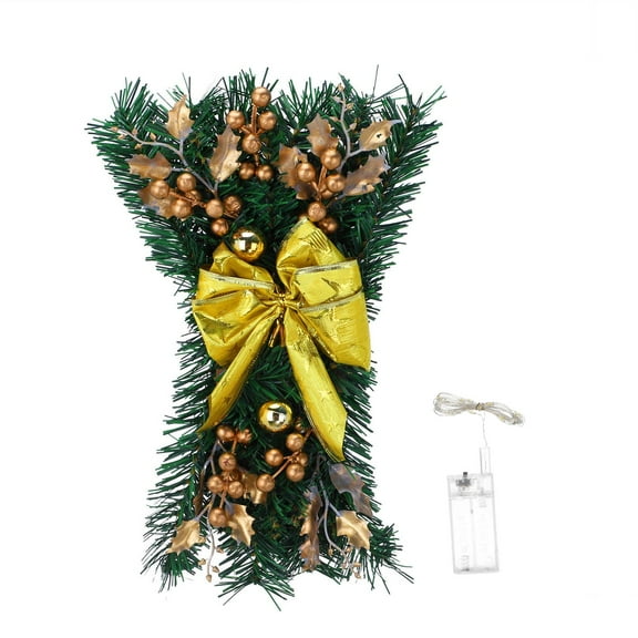 TAIAOJING Christmas Swag Decoration Trim Stairway Stairs Prelit LED Cordless Lights Up Wreath Prelit Decoration & HangsFront Door Window Home Decor