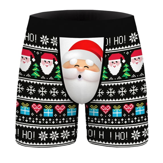 TAIAOJING Christmas Underwear for Men Mens Christmas Print Flat Slim Breathable Underwear Pants Casual Boxers