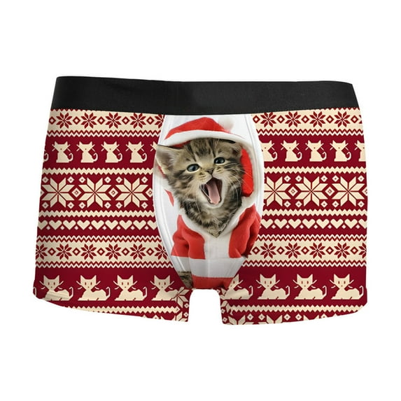 TAIAOJING Classic Boxers Shorts Mens Christmas Digital 3D Printing Breathable Comfortable Boyshort Underwear