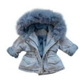 thumbnail image 1 of TAIAOJING Coat For Toddler Baby Boys Girls Outwear Denim Warm Hooded Kids Thick jacket Hoodies Coat 5-6 Years, 1 of 4