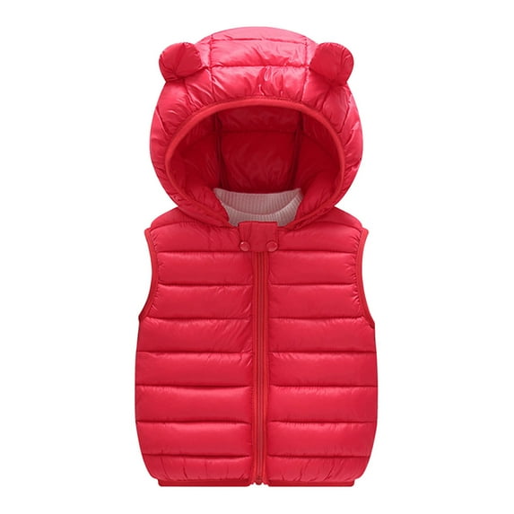 TAIAOJING Coat For Toddler Baby Boys Girls Kids Winter Warm Sleeveless Jacket Outerwear Solid Bear Ears Vest Hooded Padded Outwear Hoodies Coat 3-4 Years