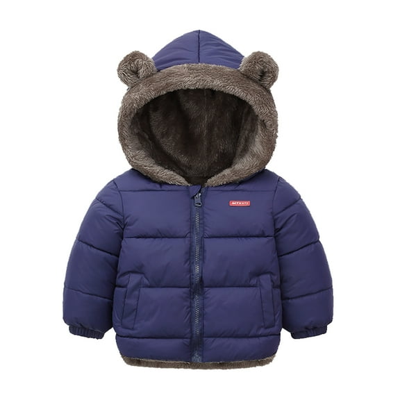 TAIAOJING Coat For Toddler Baby Boys Girls Winter Bear Ears Hooded With Pocket Jacket Two Sided Wear Thicken Windproof Zipper Warm Outwear Hoodies Coat 12-18 Months