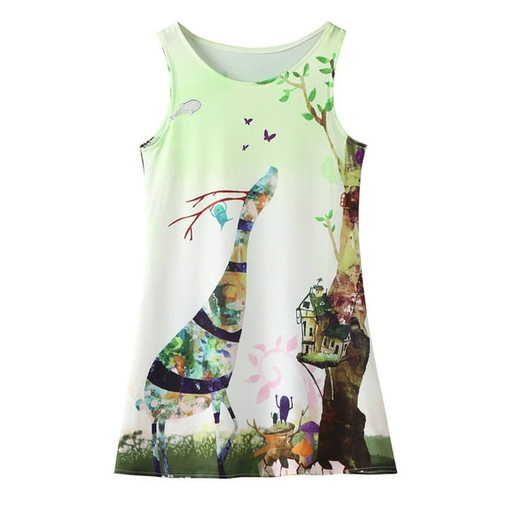 TAIAOJING Dresses Dress Girls Princess Sleeveless Toddler Kids Baby Printing Summer Party Girls Dress&Skirt