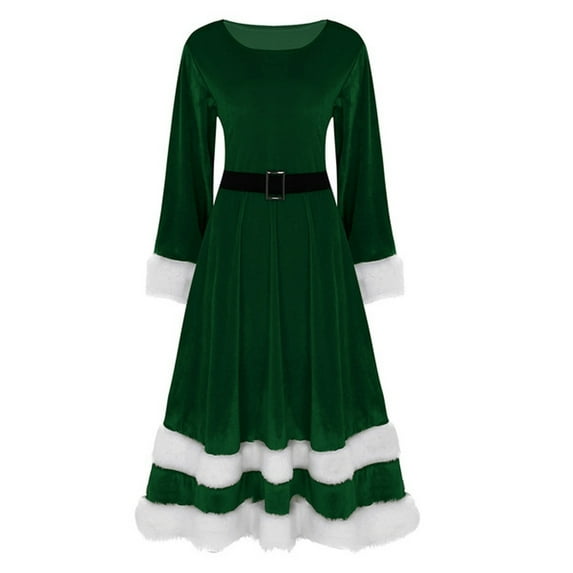 TAIAOJING Dresses for Women Ladies Soft Velvet Mrs Santa Claus Christmas Fancy Outfit Dresses Vestidos