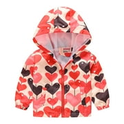 TAIAOJING Fall Coats for Kids with Hoods Print Windproof Autumn Zipper Toddler Grils Jacket for Baby Boys Girls 18-24 Months