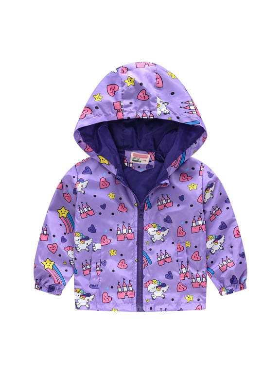Fall Coats for Kids with Hoods Print Windproof Autumn Zipper Toddler Grils Jacket for Baby Boys Girls 18-24 Months