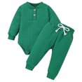 thumbnail image 1 of TAIAOJING Fall/Winter Baby Boy Girl Clothes Winter Long Sleeve Solid Thickened Warm Romper Tops Pants 2PCS Set Bodysuit Outfits 0-3 Months, 1 of 7