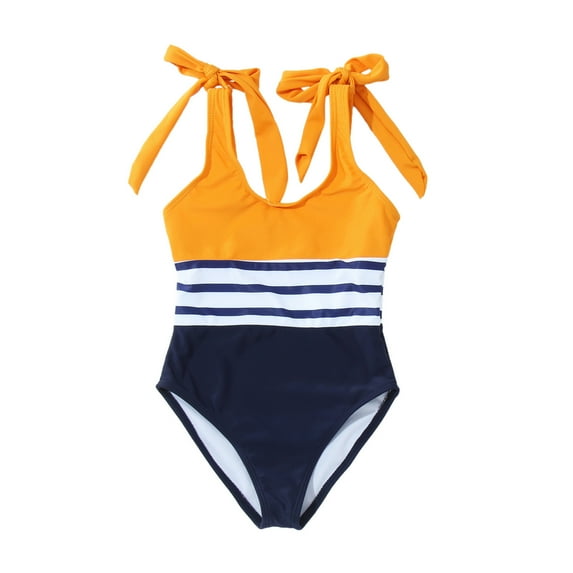 TAIAOJING Family Matching Swimwear Two Pieces Bikini Set Girls Swimsuit One-piece Mother Daughter Fashion Stripe Swimsuit Bathing Suit Swimwear Beachwear Set