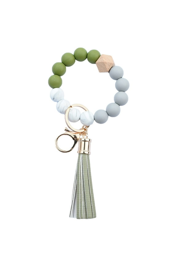 Fashion Creative Keychain Bracelet Wristlet Key Ring Beaded Bangle Key Chains For Women