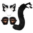 thumbnail image 1 of TAIAOJING Festive Costumes Set: Realistic Furry Ears Headband & Matching Tail For Hallowmas & Party, 1 of 2