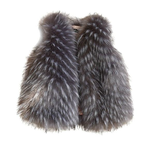 TAIAOJING Fur Jacket ForToddler Girls Sleeveless Coat Winter Windproof Thicken Coat Kids Warm Vest Coat Outwear 2-3 Years
