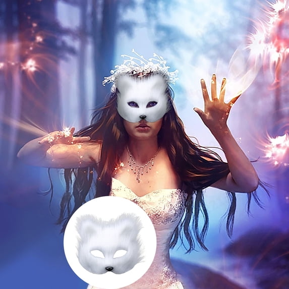 TAIAOJING Cat Therian Mask Animal Mask Furry Mask, Cat Half Mask for Masquerade