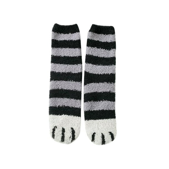 TAIAOJING Fuzzy Cozy Socks Women Fluffy Plush Fashion Socks Lovely Cat Claw Stockings Middle Fuzzy Coral Women Cat Thickening Socks