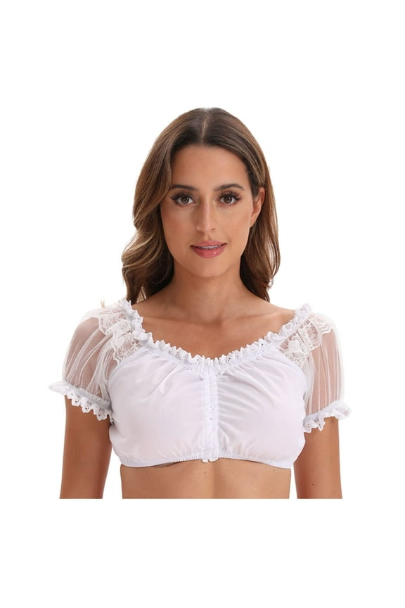 Germany Oktoberfest Dirndl Comfy Maid Uniform Womens Vintage Dirndl Dress Short Sleeve Festival Waitress Ruffle Cute Lolita Party Dresses Stage Performance Dress Tank Vest Tops