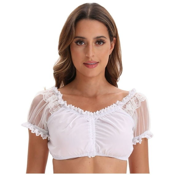 TAIAOJING Germany Oktoberfest Dirndl Comfy Maid Uniform Womens Vintage Dirndl Dress Short Sleeve Festival Waitress Ruffle Cute Party Dresses Stage Performance Dress Tank Vest Tops