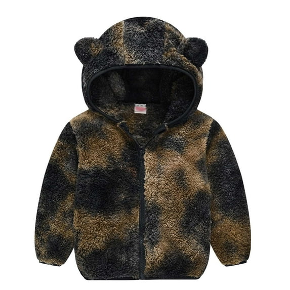 TAIAOJING Girl Boy Fall Spring Jacket Lightweight Boys Outwear Zipper Toddler Warm Prints Kids Hooded Thick Coat Baby Girls Girls Coat Fleece Hooded Outwear 2-3 Years