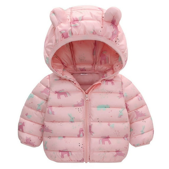TAIAOJING Baby Girls' Hooded Jacket Outerwear Windproof Toddler Boys Winter Dinosaur Warm Cartoon Windbreaker Coat 4-5 Years
