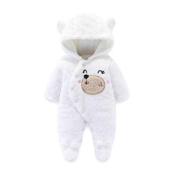 TAIAOJING Girl Boy Fall Spring Snowsuit Romper Jacket Lightweight Hoodie Cute Toddler Girls Romper Bear Baby Fuzzy Boys Jumpsuit Hooded Coat Buttons Girls Coat& Thermal Coat 0-3 Months