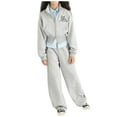 thumbnail image 1 of TAIAOJING Toddler Baby Girl Fall Clothes Set Children's Sports Zipper Stand Up Collar Top And Trousers Girls Splicing Hoodie Fashion Casual Set 8-9 Years, 1 of 4