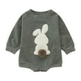 thumbnail image 1 of TAIAOJING Girl's 2 Piece Outfits Sleeveless Boys Girls Easter Long Sleeve Cartoon Rabbit Embroider Pullover Romper Sweatshirt Bodysuits For 12-18 Months, 1 of 5