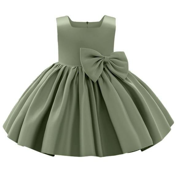 TAIAOJING Girl's Casual Dress Summer Flower Bowknot Tutu Dresses For Kids Baby For Wedding Bridesmaid Birthday Party Sundress 6-7 Years